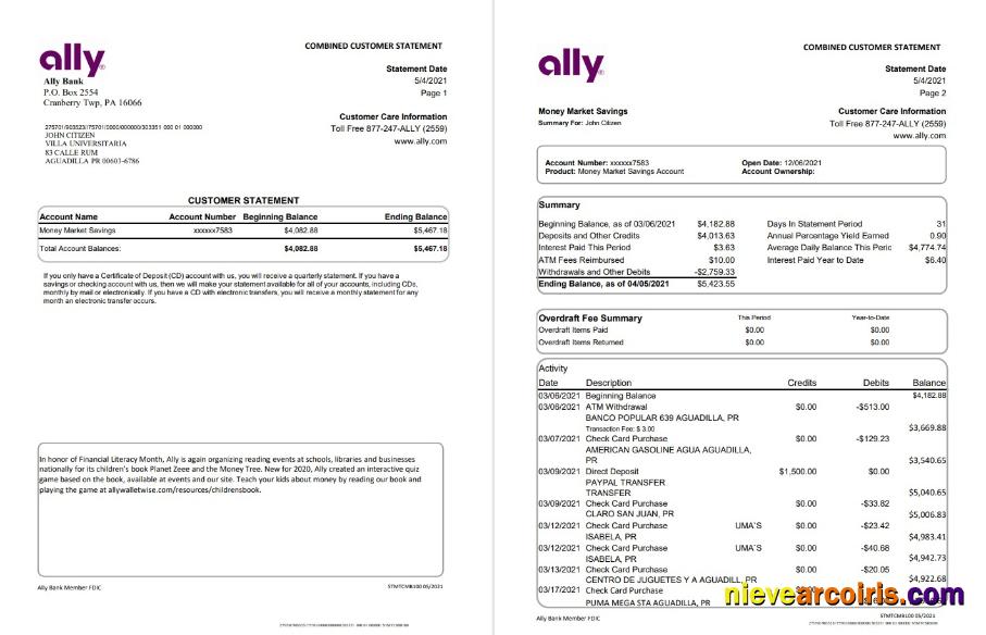 USA Ally bank 4 pages